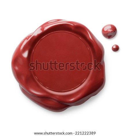 Red wax seal isolated on white Royalty-Free Stock Photo #221222389