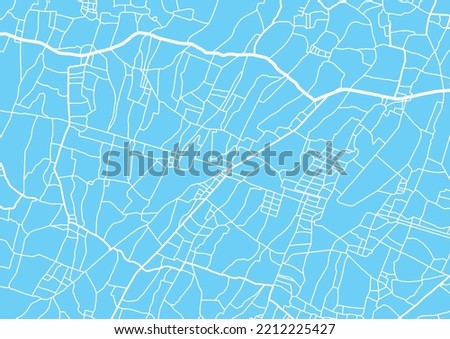 Monochrome map illustration of Mataram City, Lombok Island, Indonesia. White color shows the road, and blue color shows the ground. Vector Street Map suitable for geographic  cartographic background Royalty-Free Stock Photo #2212225427