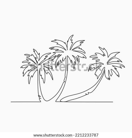 Palm tree continuous line drawing natural coconut vector illustration
