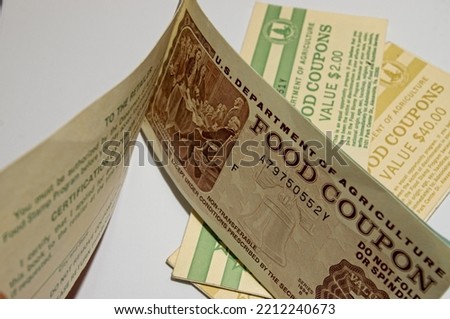 Paper food stamps from the US Government Royalty-Free Stock Photo #2212240673