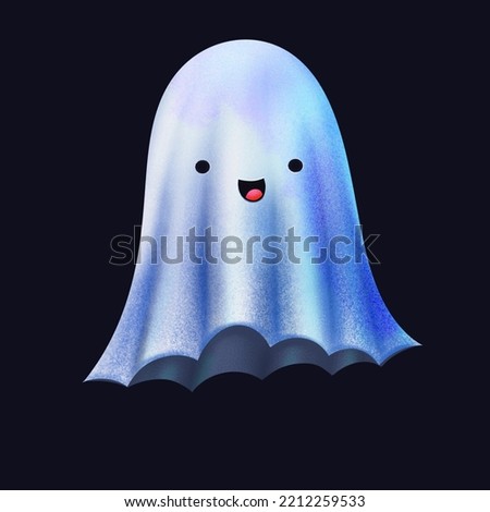 floating cute translucent ghost illustration