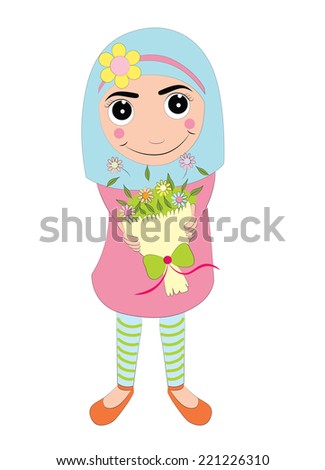 Islam Girl Vector Illustration. Can be used for T-shirt print, fashion print design, celebration greeting and invitation card. 