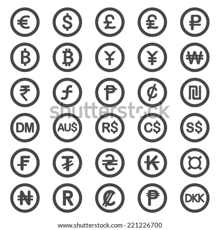 Currency icons - Illustration Royalty-Free Stock Photo #221226700