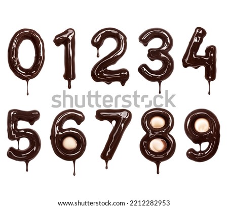 Glossy numbers with drops made of melted chocolate (part 2. numbers) Royalty-Free Stock Photo #2212282953