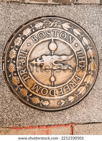 The Freedom trail emblem in Boston