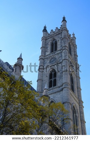 View of the pretty city of Montreal and its architecture. Quebec, Canada. Notre-Dame church