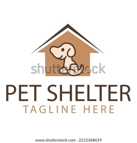 pet shelter home logo design with a dog icon vector