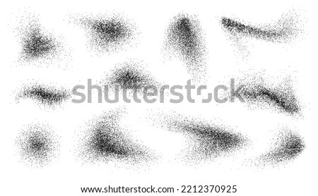 Dotwork abstract shapes, black grain texture, Abstract stipple sand effect, gradient from dots. Vector illustration. Royalty-Free Stock Photo #2212370925