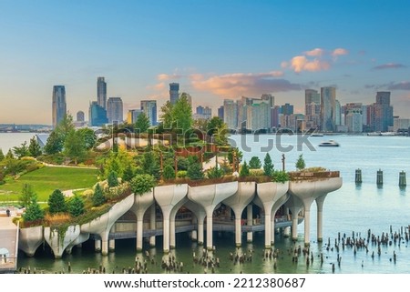 Cityscape of Jersey City skyline  from Manhattan New York City at sunrise Royalty-Free Stock Photo #2212380687