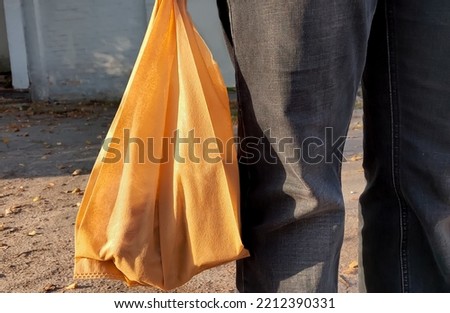 Biodegradable fabric bag. Eco friendly. Green shopping. Lifestyle vegan. No buy plastic.