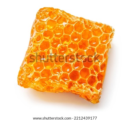Creative layout made of Honeycomb with honey syrup isolated on white background.  Honey Flat lay. Food concept.
 Royalty-Free Stock Photo #2212439177