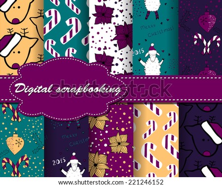 set of vector Christmas paper for scrapbook