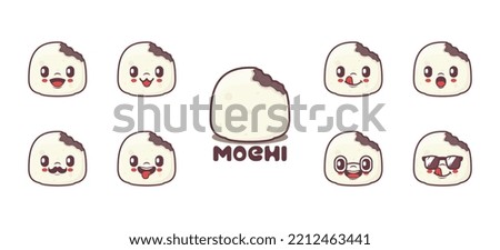 mochi cartoon. food vector illustration. icon, expression.