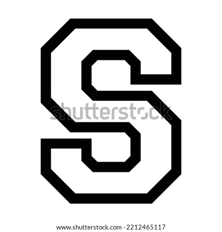 S letter sports college jersey font on white background. Isolated illustration.