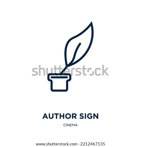 author sign icon from cinema collection. Thin linear author sign, author, business outline icon isolated on white background. Line vector author sign sign, symbol for web and mobile