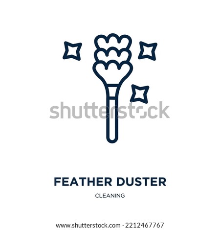 feather duster icon from cleaning collection. Thin linear feather duster, feather, duster outline icon isolated on white background. Line vector feather duster sign, symbol for web and mobile