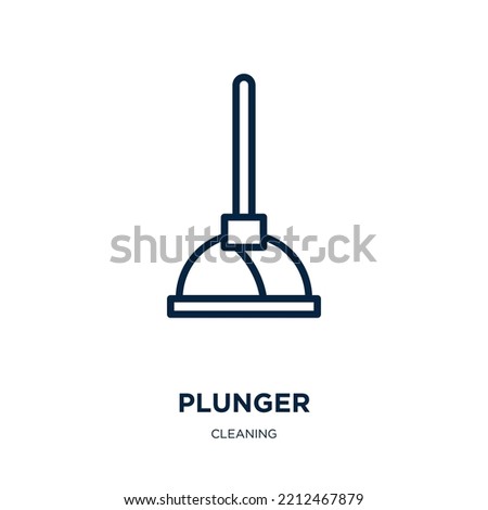 plunger icon from cleaning collection. Thin linear plunger, toilet, equipment outline icon isolated on white background. Line vector plunger sign, symbol for web and mobile