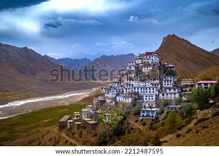 Breath-taking beauty ancient Tibetan Key Monastery, Spiti valley, Himachal Pradesh, Lahaul and Spiti district, India Royalty-Free Stock Photo #2212487595