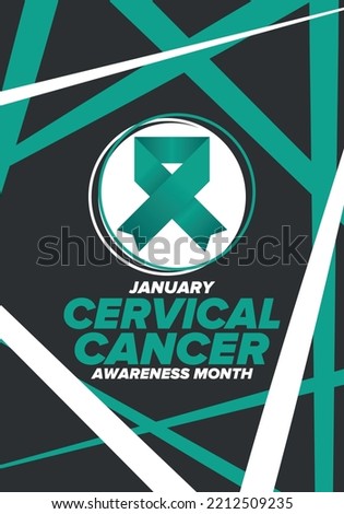 Cervical Cancer Awareness Month. Celebrate annual in January. Woman healthcare. Girl solidarity. Cancer prevention. Female disease. Medical healthcare concept. Poster, banner and background. Vector