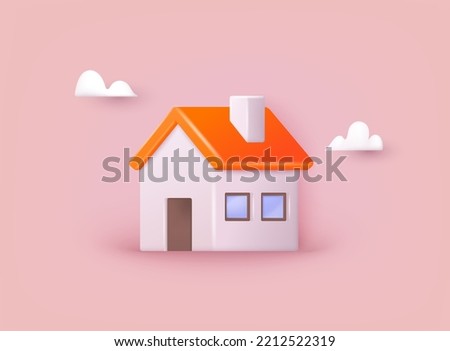 Minimal Home icon and logo. 3D Web Vector Illustrations.