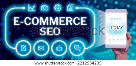 Writing displaying text E Commerce Seo. Conceptual photo making your online store more visible in the search engine