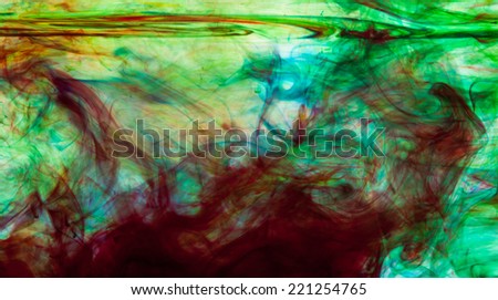 Color clouds flowing underwater isolated on a white background