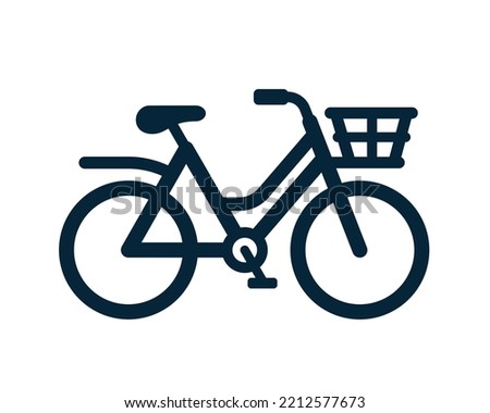 Urban utility bicycle or cargo bike with basket and rack for transportation in the city - vector illustration icon