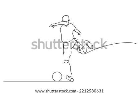 continuous line drawing of man shooting football vector illustration for advertising ,celebration,document, application, website, web, mobile printing, banner, logo, poster design, etc.