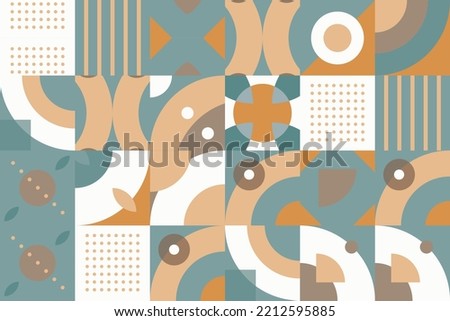 Stylish geometry shapes vector seamless pattern It consists of a polyhedron such as a circle square triangle Used in the textile industry, fabric pattern, paper, wallpaper, book cover