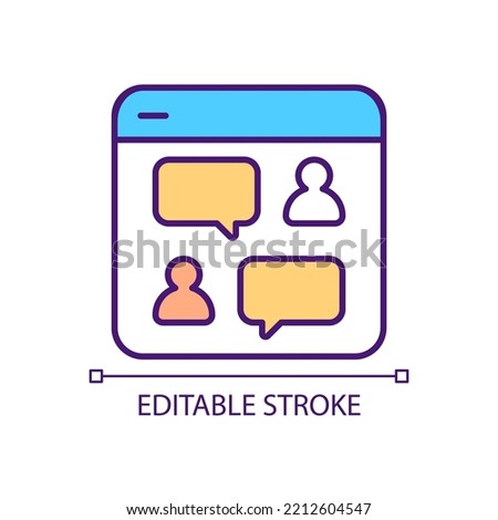 Live chat RGB color icon. Commenting platform. Kind of website. Online communication in real-time. Isolated vector illustration. Simple filled line drawing. Editable stroke. Arial font used