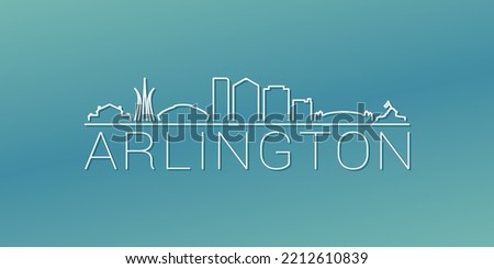 Arlington, TX, USA Skyline Linear Design. Flat City Illustration Minimal Clip Art. Background Gradient Travel Vector Icon.