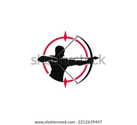 Archer logo. Creative archery icon. Target symbol. Vector logo design template Royalty-Free Stock Photo #2212639447