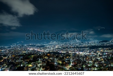 Night view of Kathmandu city, Nepal.