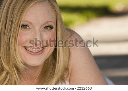 The girl next-door - Beautiful blond women smiling outside