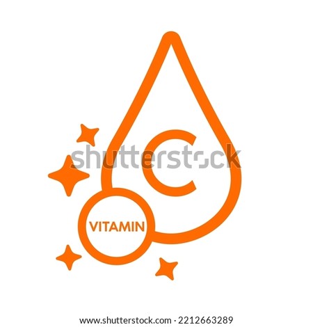 Simple drop water line vitamin C icon symbol orange isolated on a white background for mobile app and websites. Vector illustration. Royalty-Free Stock Photo #2212663289