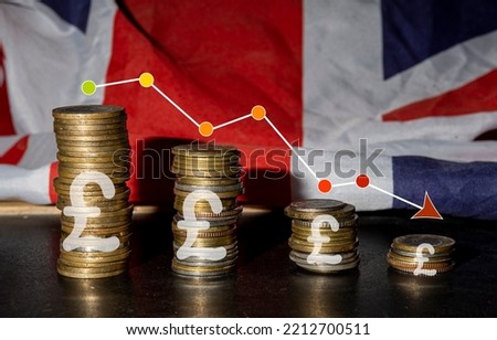 United Kingdom Pound Sterling crashing against US Dollar in the market Royalty-Free Stock Photo #2212700511
