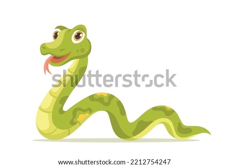 Cute snake icon. Reptile and green animal. Toy or mascot for children. Poster or banner for website. Graphic element for printing on fabric. Fauna and wildlife. Cartoon flat vector illustration