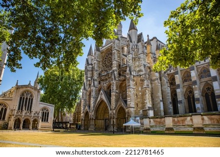 Photo of Westminster Abbey through trees