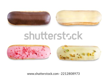 Set of eclairs on a white isolated background. toning Royalty-Free Stock Photo #2212808973