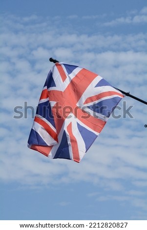 Union Jack flag flying in a breeze,  Stowmarket, Suffolk, England, UK 