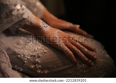 Wedding Henna On Bride's hand selective focus