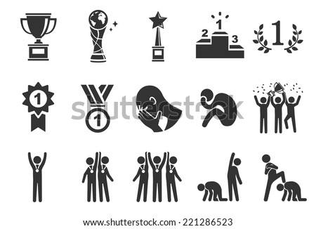 Competition vector illustration icon set. Included the icons as win, lost, award, success, teamwork, sport and more. Royalty-Free Stock Photo #221286523