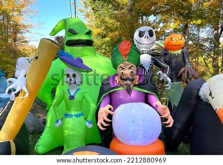 Preparations for Haloween Festival in Wilton, Connecticut, USA