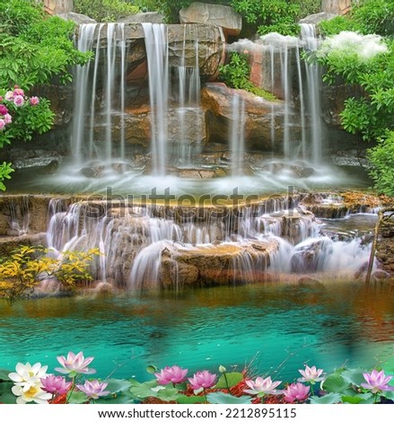 beautiful waterfall for digital wallpaper 