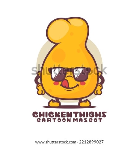 chicken thigngs cartoon mascot. food vector illustration. isolated on a white background