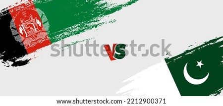 Creative Afghanistan vs Pakistan brush flag illustration. Artistic brush style two country flags relationship background Royalty-Free Stock Photo #2212900371