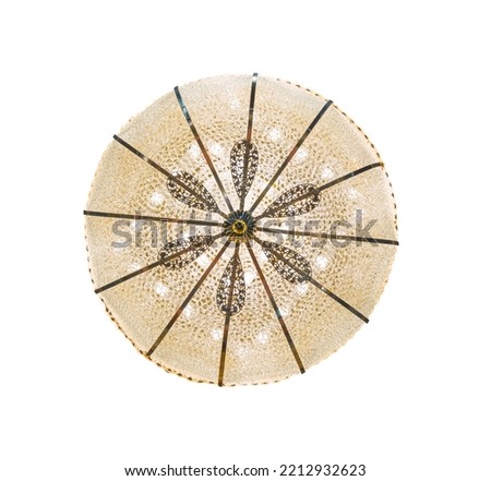 diploma ceiling lamp or wall lamps. Round lamp in the shape of flower, elegant and beautiful ornate for interior decoration of shops, buildings, houses. white background. turn on light. clipping path