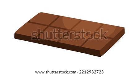 Dark bitter chocolate bar. Sweet cocoa and sugar product. Bittersweet choco piece. Confectionery, dessert from cacao. Flat graphic vector illustration isolated on white background