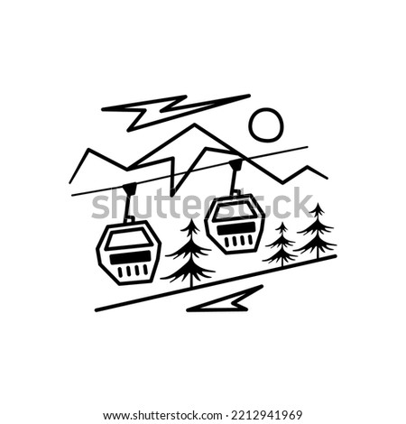 Christmas line icon from the Christmas camping series. Happy Holidays symbol and elements. Stock winter vector. Ski resort cabins