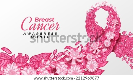 Hand Drawn Flowers in Breast Cancer Awareness Month